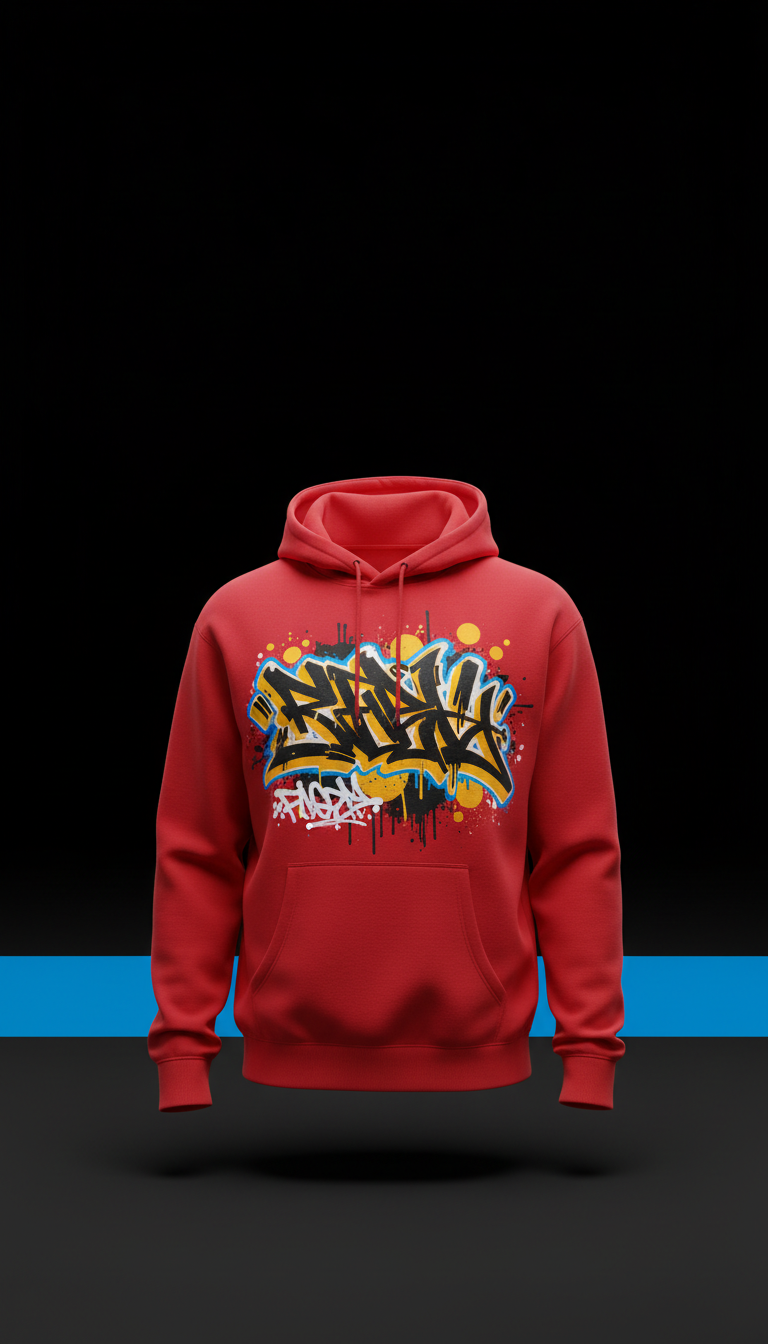 Signal red graffiti tag hoodie