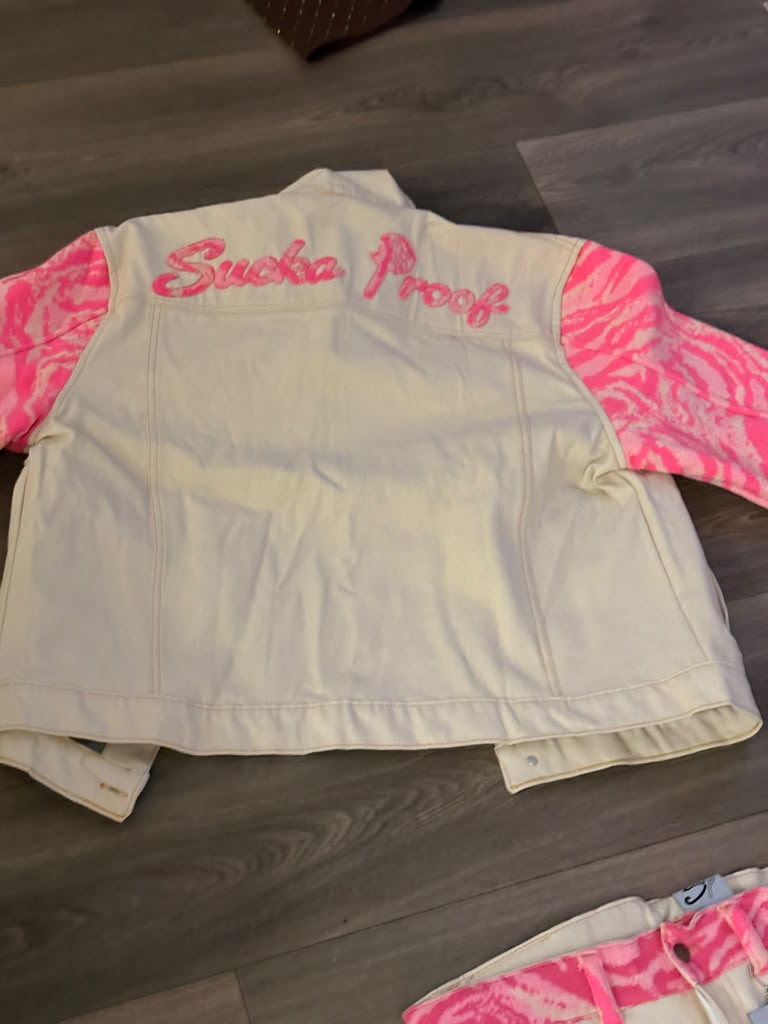 Women's SP Monogram Denim Set - White/Pink