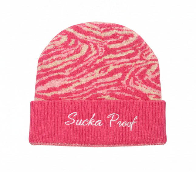Sucka Proof Cream-Pink Tiger Camo Beanie