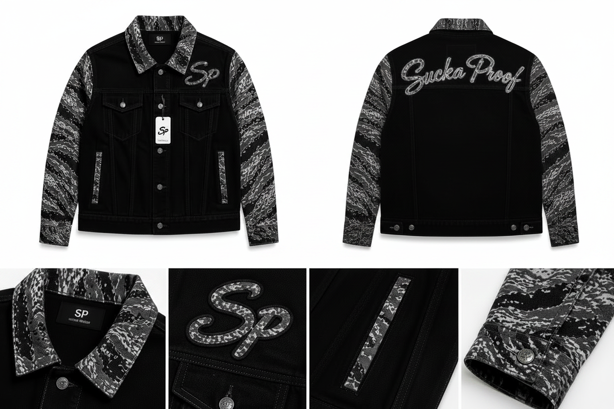 Black/Grey Savage Denim Jacket