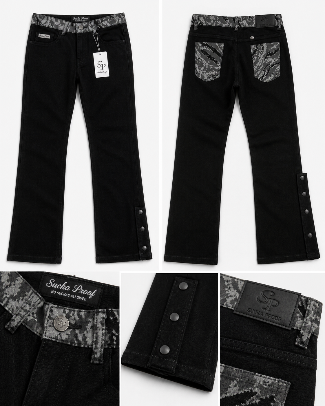 Black/Grey Savage Stack Denim Jeans
