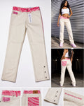 Sucka Proof Women's SP Monogram Denim Set - White/Pink