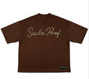 Sucka Proof Platinum Rhinestone Terry Cotton Crop Shirt – Brown