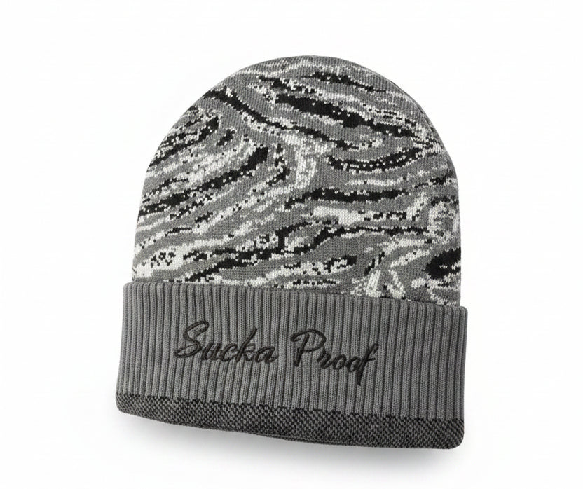 Sucka Proof Black-Grey Camo Beanie